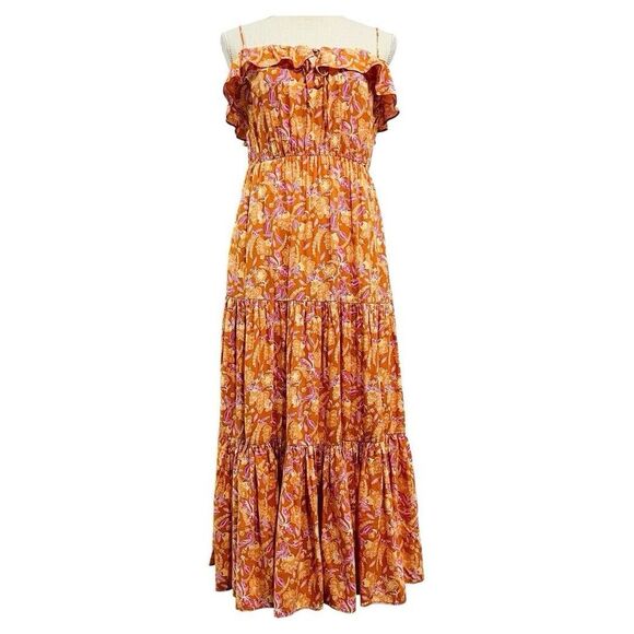 J Crew Tiered Maxi Dress Painted Block Print Size XXS Sleeveless New Floral - Picture 2 of 13